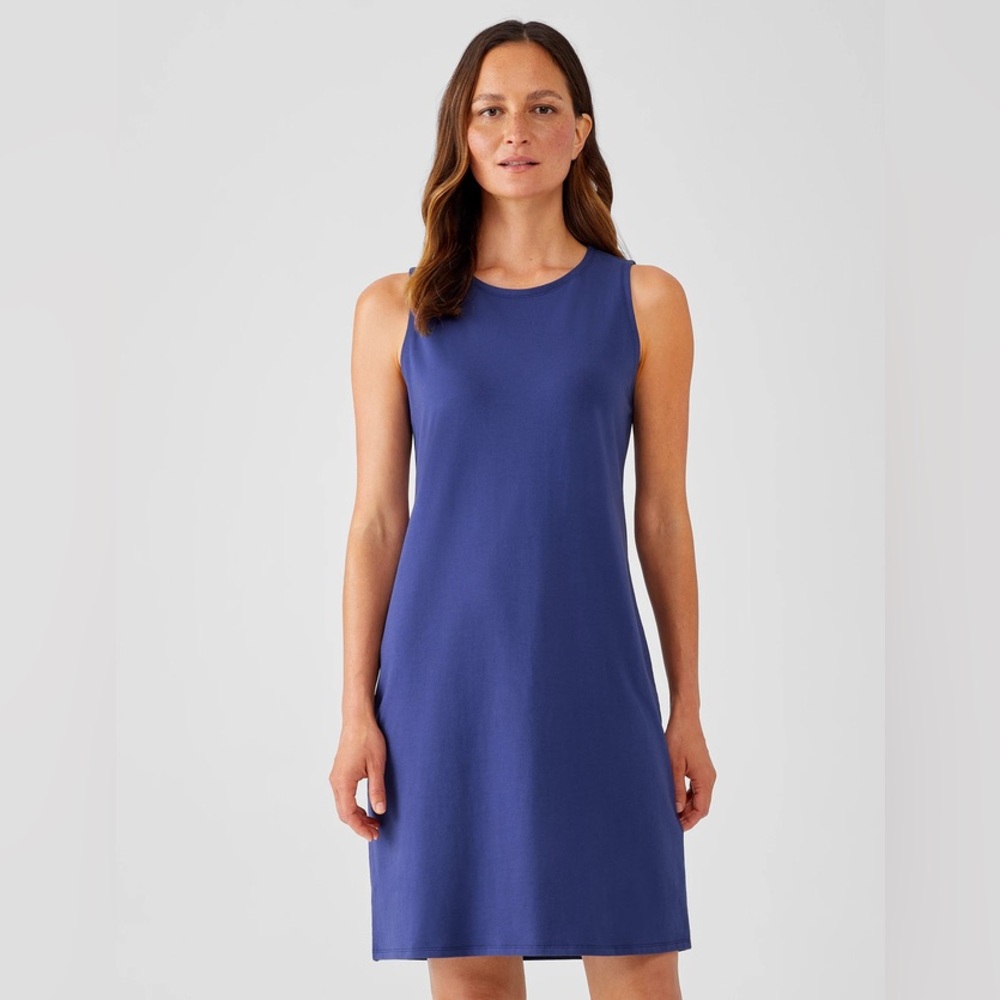 Eileen Fisher Traceable Cotton Jersey Tank Dress in Iris